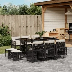 Set de comedor jardín 11 pzas con cojines ratán sintético negro von , Gartensets - Ref: Foro24-3210966, Preis: 541,84 €, Raba...