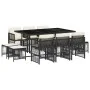 Set de comedor jardín 11 pzas con cojines ratán sintético negro de , Conjuntos de jardín - Ref: Foro24-3210966, Precio: 540,3...