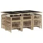 Set comedor de jardín 11 pzas con cojines ratán sintético beige de , Conjuntos de jardín - Ref: Foro24-3210970, Precio: 558,6...