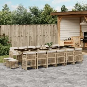Set comedor de jardín 17 pzas con cojines ratán sintético beige by , Garden sets - Ref: Foro24-3211006, Price: 1,00 €, Discou...
