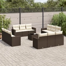 Set de sofás de jardín con cojines 13 piezas ratán PE marrón by , Modular outdoor sofas - Ref: Foro24-3251120, Price: 964,07 ...