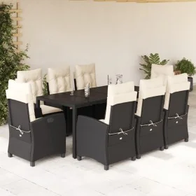 Set de comedor de jardín 9 pzas y cojines ratán sintético negro by , Garden sets - Ref: Foro24-3212633, Price: 1,00 €, Discou...