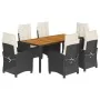 Set de comedor de jardín 7 pzas y cojines ratán sintético negro de , Conjuntos de jardín - Ref: Foro24-3212659, Precio: 872,5...