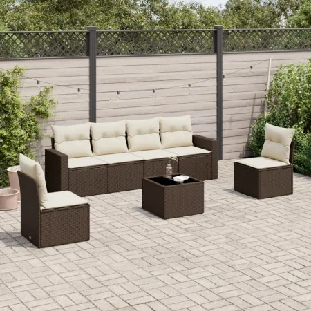 Juego de sofás de jardín 7 piezas con cojines ratán PE marrón by , Modular outdoor sofas - Ref: Foro24-3251160, Price: 418,06...