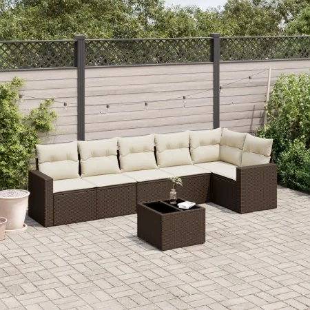 Juego de sofás de jardín 7 piezas con cojines ratán PE marrón by , Modular outdoor sofas - Ref: Foro24-3251340, Price: 465,38...
