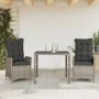 Set comedor de jardín 3 piezas con cojines ratán sintético gris von , Gartensets - Ref: Foro24-3213326, Preis: 388,00 €, Raba...