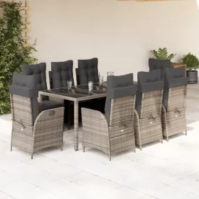 Set comedor jardín 9 pzas y cojines ratán sintético gris by , Garden sets - Ref: Foro24-3213083, Price: 1,00 €, Discount: %