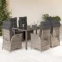 Set comedor jardín 7 pzas y cojines ratán sintético gris by , Garden sets - Ref: Foro24-3213081, Price: 990,66 €, Discount: %