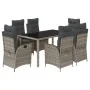 Set comedor jardín 7 pzas y cojines ratán sintético gris by , Garden sets - Ref: Foro24-3213081, Price: 990,66 €, Discount: %