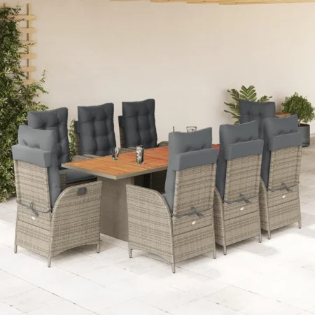 Set comedor jardín 9 pzas y cojines ratán sintético gris by , Garden sets - Ref: Foro24-3213144, Price: 1,00 €, Discount: %