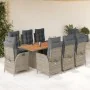 Set comedor jardín 9 pzas y cojines ratán sintético gris by , Garden sets - Ref: Foro24-3213144, Price: 1,00 €, Discount: %