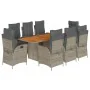 Set comedor jardín 9 pzas y cojines ratán sintético gris by , Garden sets - Ref: Foro24-3213144, Price: 1,00 €, Discount: %