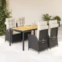 Set de muebles jardín 5 pzas con cojines ratán sintético negro by , Garden sets - Ref: Foro24-3213088, Price: 696,95 €, Disco...