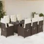 Set comedor para jardín 9 pzas y cojines ratán sintético marrón by , Garden sets - Ref: Foro24-3212923, Price: 1,00 €, Discou...