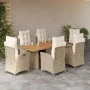 Set comedor de jardín 7 pzas con cojines ratán sintético beige by , Garden sets - Ref: Foro24-3213372, Price: 1,00 €, Discoun...