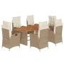 Set comedor de jardín 7 pzas con cojines ratán sintético beige by , Garden sets - Ref: Foro24-3213372, Price: 1,00 €, Discoun...