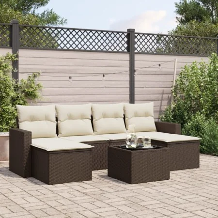 Juego de sofás de jardín 7 piezas con cojines ratán PE marrón von , Modulare Sofas für den Außenbereich - Ref: Foro24-3251670...