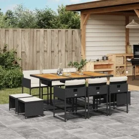 Set de comedor jardín 11 pzas con cojines ratán sintético negro von , Gartensets - Ref: Foro24-3211335, Preis: 574,01 €, Raba...