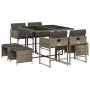 Set comedor jardín 9 pzas y cojines ratán sintético gris von , Gartensets - Ref: Foro24-3211316, Preis: 381,02 €, Rabatt: %