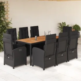 Set de comedor de jardín 9 pzas y cojines ratán sintético negro von , Gartensets - Ref: Foro24-3212479, Preis: 1,00 €, Rabatt: %