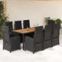 Set de comedor de jardín 9 pzas y cojines ratán sintético negro by , Garden sets - Ref: Foro24-3212479, Price: 1,00 €, Discou...