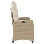 Sillón reclinable de jardín con cojines ratán sintético beige by , garden benches - Ref: Foro24-368229, Price: 183,45 €, Disc...