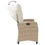 Sillón reclinable de jardín con cojines ratán sintético beige by , garden benches - Ref: Foro24-368229, Price: 183,45 €, Disc...