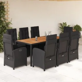 Set de comedor de jardín 9 pzas y cojines ratán sintético negro by , Garden sets - Ref: Foro24-3212238, Price: 1,00 €, Discou...