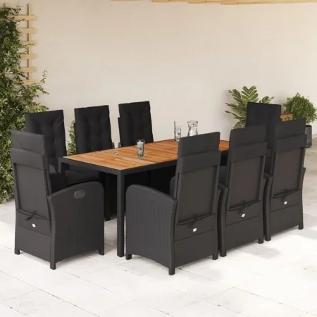 Set de comedor de jardín 9 pzas y cojines ratán sintético negro von , Gartensets - Ref: Foro24-3212238, Preis: 1,00 €, Rabatt: %