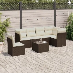 Juego de sofás de jardín 7 piezas con cojines ratán PE marrón by , Garden sets - Ref: Foro24-3249552, Price: 444,66 €, Discou...
