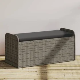 Banco de almacenaje con cojín ratán sintético gris 115x51x52 cm von , Gartenbänke - Ref: Foro24-365728, Preis: 156,02 €, Raba...