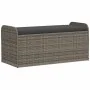 Banco de almacenaje con cojín ratán sintético gris 115x51x52 cm de , Bancos de jardín - Ref: Foro24-365728, Precio: 156,02 €,...