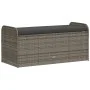 Banco de almacenaje con cojín ratán sintético gris 115x51x52 cm de , Bancos de jardín - Ref: Foro24-365728, Precio: 156,02 €,...
