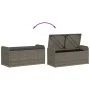 Banco de almacenaje con cojín ratán sintético gris 115x51x52 cm de , Bancos de jardín - Ref: Foro24-365728, Precio: 156,02 €,...