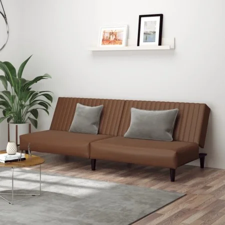 Sofá cama de 2 plazas cuero sintético marrón by , Sofas - Ref: Foro24-375948, Price: 235,43 €, Discount: %