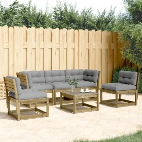 Set de sofás jardín 5 pzas con cojines madera pino impregnada by , Garden sets - Ref: Foro24-3216979, Price: 531,69 €, Discou...