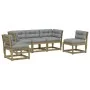 Set de sofás jardín 5 pzas con cojines madera pino impregnada von , Gartensets - Ref: Foro24-3216979, Preis: 531,69 €, Rabatt: %