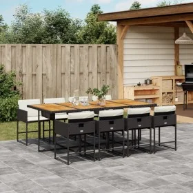 Set de comedor de jardín 9 pzas y cojines ratán sintético negro von , Gartensets - Ref: Foro24-3211287, Preis: 642,04 €, Raba...