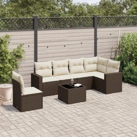 Juego de sofás de jardín 7 piezas con cojines ratán PE marrón von , Modulare Sofas für den Außenbereich - Ref: Foro24-3251380...
