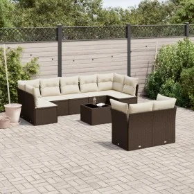 Set de sofás de jardín 10 pzas y cojines ratán sintético marrón von , Gartensets - Ref: Foro24-3250002, Preis: 642,81 €, Raba...