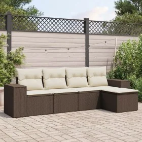 Set comedor de jardín 5 piezas y cojines ratán sintético marrón by , Garden sets - Ref: Foro24-3254830, Price: 336,27 €, Disc...