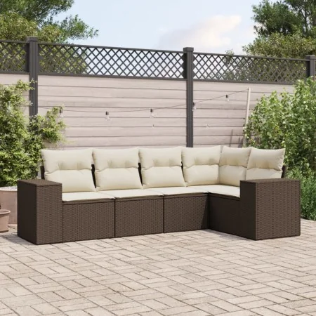 Set comedor de jardín 5 piezas y cojines ratán sintético marrón de , Conjuntos de jardín - Ref: Foro24-3254870, Precio: 374,4...