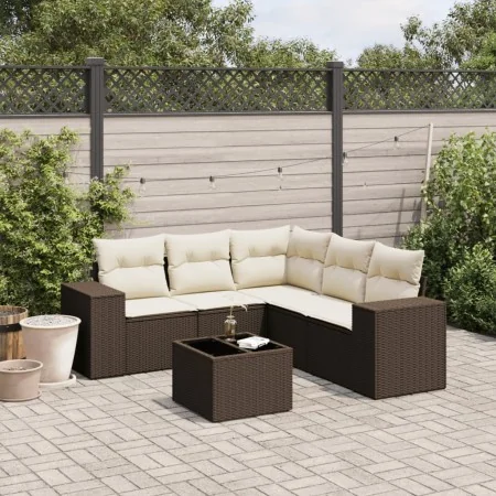 Set sofás de jardín 6 piezas y cojines ratán sintético marrón de , Conjuntos de jardín - Ref: Foro24-3254900, Precio: 430,64 ...