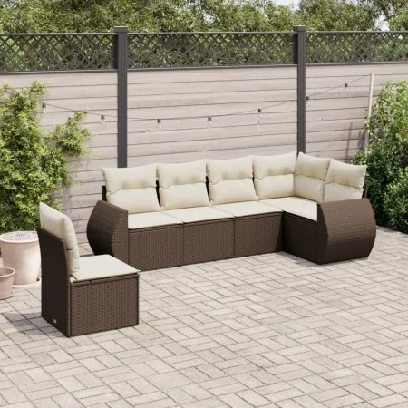Set sofás de jardín 6 piezas y cojines ratán sintético marrón by , Garden sets - Ref: Foro24-3253770, Price: 425,75 €, Discou...