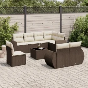 Set de sofás de jardín 9 pzas y cojines ratán sintético marrón von , Gartensets - Ref: Foro24-3253990, Preis: 636,56 €, Rabat...