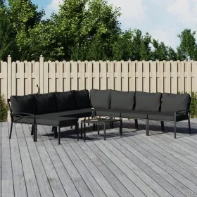 Juego de muebles de jardín 9 piezas acero con cojines gris by , Garden sets - Ref: Foro24-3187950, Price: 847,19 €, Discount: %
