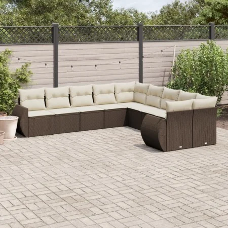 Set de sofás de jardín 10 pzas y cojines ratán sintético marrón by , Garden sets - Ref: Foro24-3254250, Price: 641,07 €, Disc...