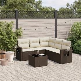 Set sofás de jardín 6 piezas y cojines ratán sintético marrón by , Garden sets - Ref: Foro24-3252500, Price: 422,47 €, Discou...