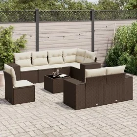 Set de sofás de jardín 9 pzas y cojines ratán sintético marrón by , Garden sets - Ref: Foro24-3255190, Price: 646,25 €, Disco...