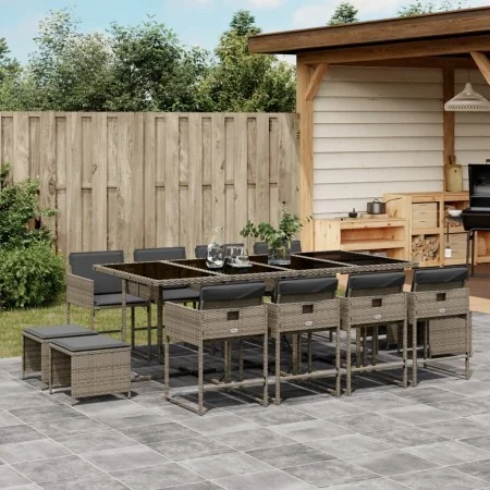 Set comedor de jardín con cojines 13 pzas ratán sintético gris de , Conjuntos de jardín - Ref: Foro24-3211340, Precio: 721,63...